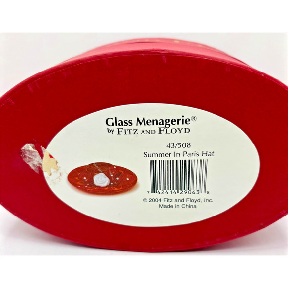 Fitz & Floyd Summer in Paris 2004 Art Glass Menagerie Small Red White Yellow Hat - Picture 6 of 7